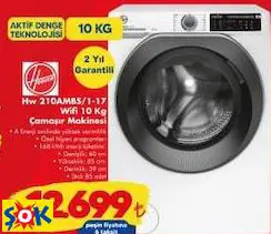 HOOVER HW 210AMBS/1-17 WİFİ 10 KG ÇAMAŞIR MAKİNESİ
